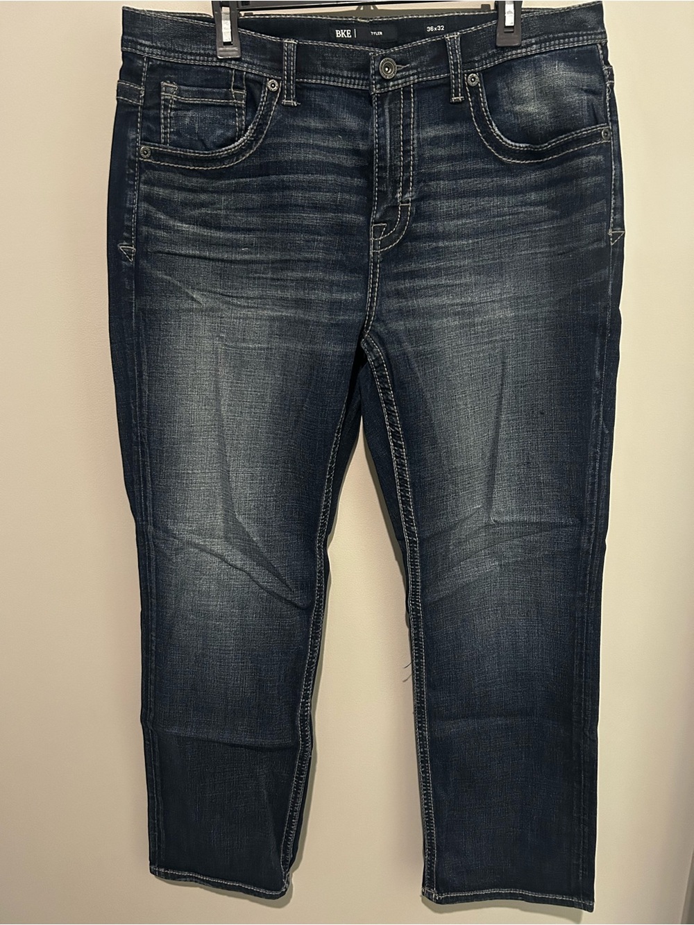 BKE Men's Dark Indigo Straight Jeans